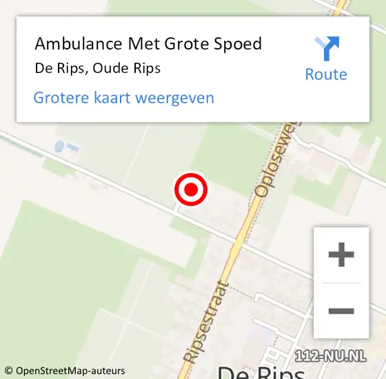 Locatie op kaart van de 112 melding: Ambulance Met Grote Spoed Naar De Rips, Oude Rips op 11 februari 2018 19:02