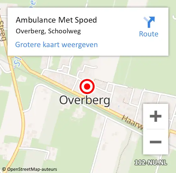 Locatie op kaart van de 112 melding: Ambulance Met Spoed Naar Overberg, Schoolweg op 11 februari 2018 19:04