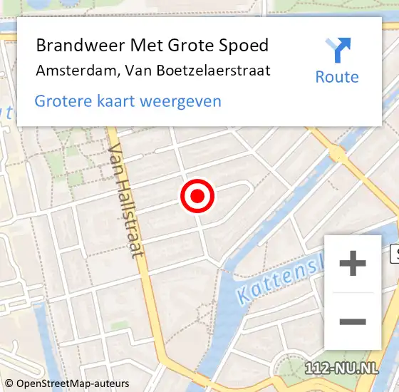 Locatie op kaart van de 112 melding: Brandweer Met Grote Spoed Naar Amsterdam, Van Boetzelaerstraat op 11 februari 2018 19:13