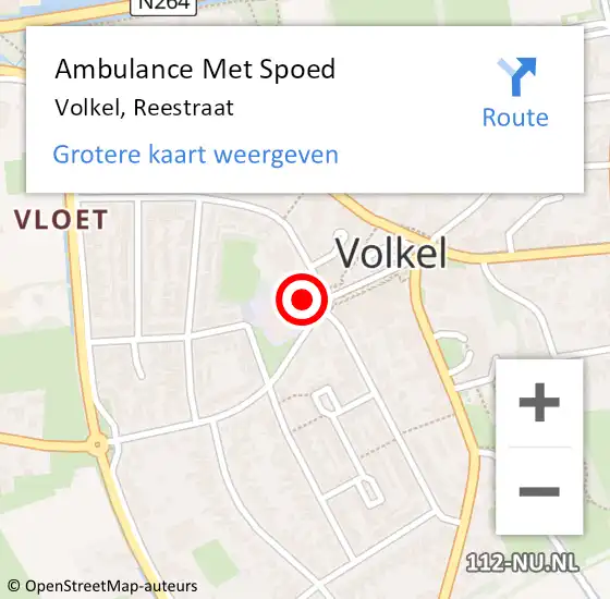 Locatie op kaart van de 112 melding: Ambulance Met Spoed Naar Volkel, Reestraat op 11 februari 2018 19:48