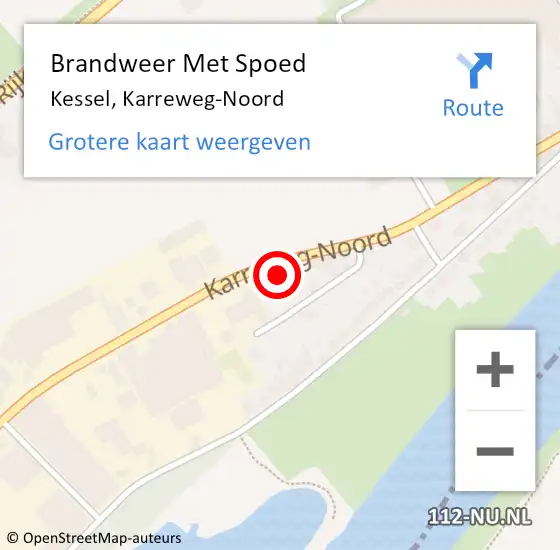 Locatie op kaart van de 112 melding: Brandweer Met Spoed Naar Kessel, Karreweg-Noord op 11 februari 2018 20:04