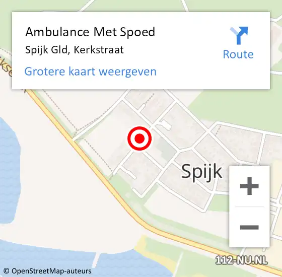 Locatie op kaart van de 112 melding: Ambulance Met Spoed Naar Spijk Gld, Kerkstraat op 11 februari 2018 20:08