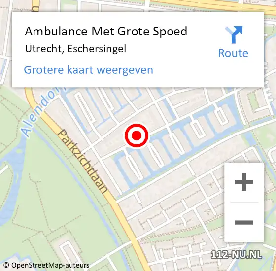 Locatie op kaart van de 112 melding: Ambulance Met Grote Spoed Naar Utrecht, Eschersingel op 11 februari 2018 20:17