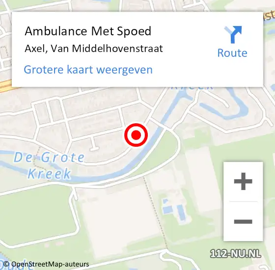 Locatie op kaart van de 112 melding: Ambulance Met Spoed Naar Axel, Van Middelhovenstraat op 11 februari 2018 20:38