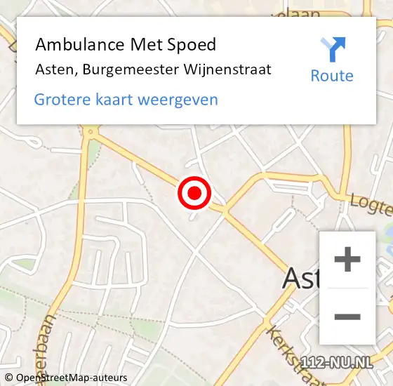 Locatie op kaart van de 112 melding: Ambulance Met Spoed Naar Asten, Burgemeester Wijnenstraat op 11 februari 2018 20:44