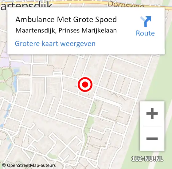 Locatie op kaart van de 112 melding: Ambulance Met Grote Spoed Naar Maartensdijk, Prinses Marijkelaan op 11 februari 2018 21:46