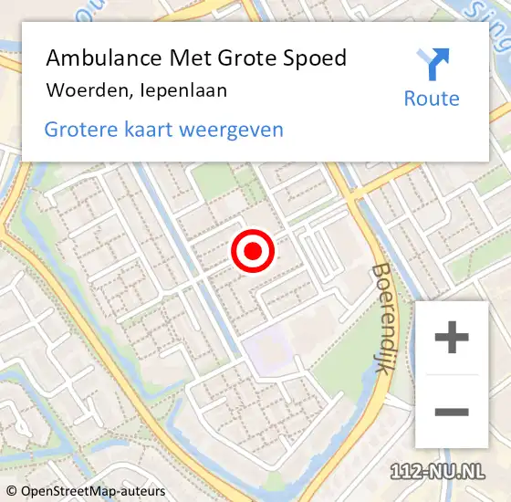 Locatie op kaart van de 112 melding: Ambulance Met Grote Spoed Naar Woerden, Iepenlaan op 11 februari 2018 23:01