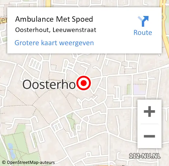 Locatie op kaart van de 112 melding: Ambulance Met Spoed Naar Oosterhout, Leeuwenstraat op 11 februari 2018 23:26