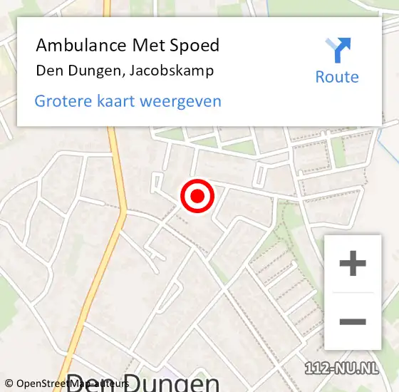 Locatie op kaart van de 112 melding: Ambulance Met Spoed Naar Den Dungen, Jacobskamp op 12 februari 2018 01:06