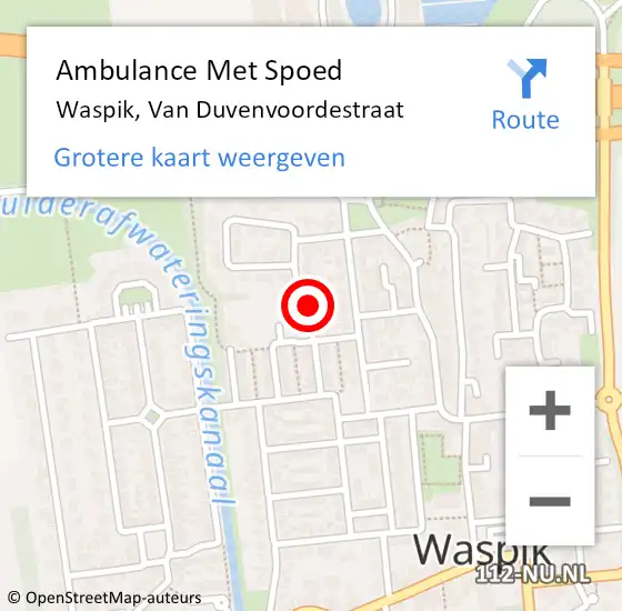 Locatie op kaart van de 112 melding: Ambulance Met Spoed Naar Waspik, Van Duvenvoordestraat op 12 februari 2018 01:17