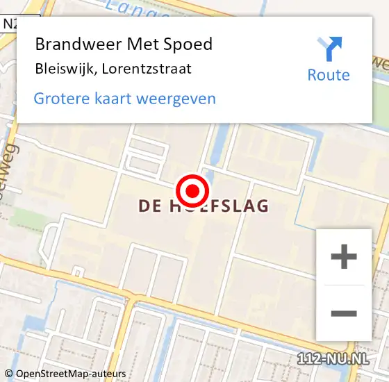 Locatie op kaart van de 112 melding: Brandweer Met Spoed Naar Bleiswijk, Lorentzstraat op 12 februari 2018 02:21