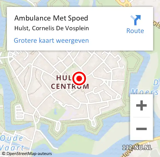 Locatie op kaart van de 112 melding: Ambulance Met Spoed Naar Hulst, Cornelis De Vosplein op 12 februari 2018 02:38