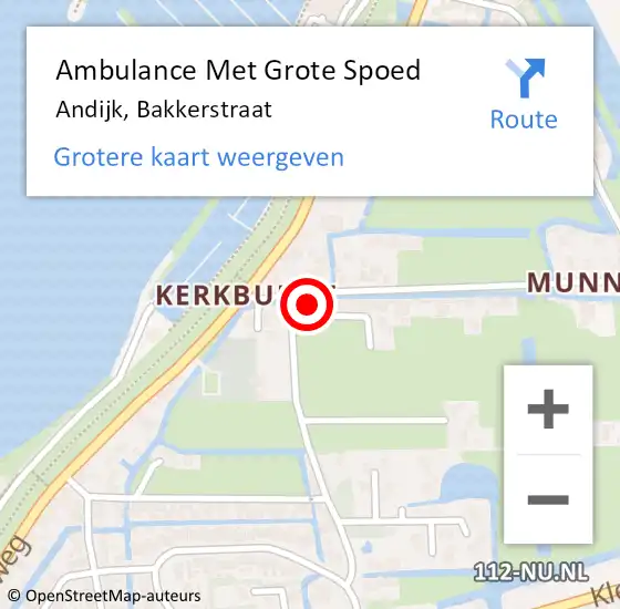 Locatie op kaart van de 112 melding: Ambulance Met Grote Spoed Naar Andijk, Bakkerstraat op 12 februari 2018 02:51