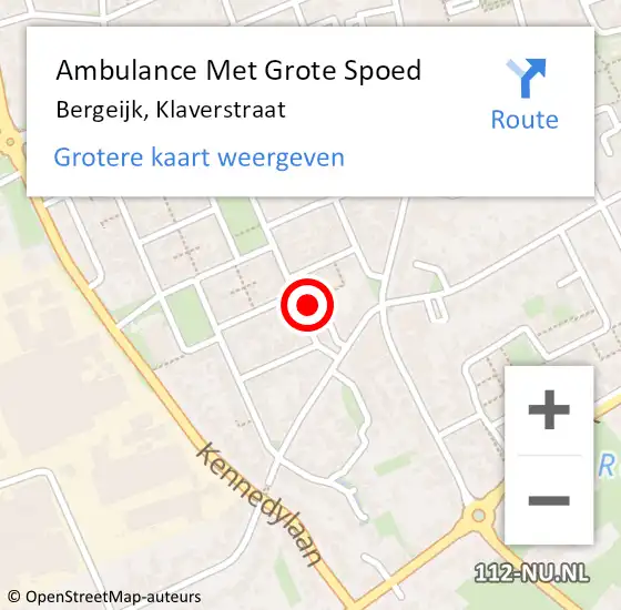 Locatie op kaart van de 112 melding: Ambulance Met Grote Spoed Naar Bergeijk, Klaverstraat op 12 februari 2018 04:26