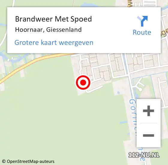 Locatie op kaart van de 112 melding: Brandweer Met Spoed Naar Hoornaar, Giessenland op 12 februari 2018 04:27