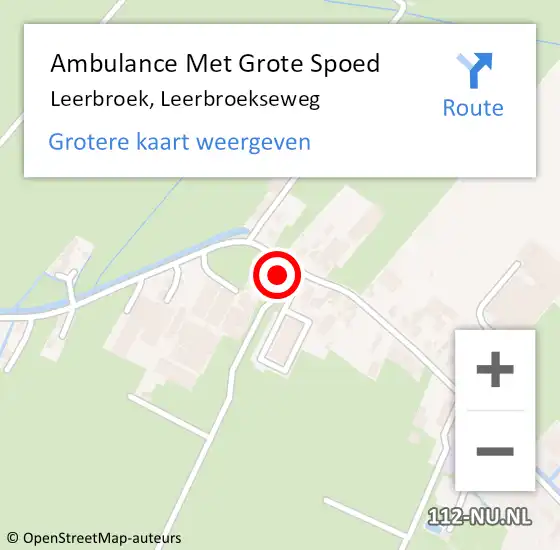 Locatie op kaart van de 112 melding: Ambulance Met Grote Spoed Naar Leerbroek, Leerbroekseweg op 12 februari 2018 05:16