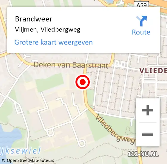 Locatie op kaart van de 112 melding: Brandweer Vlijmen, Vliedbergweg op 12 februari 2018 05:27