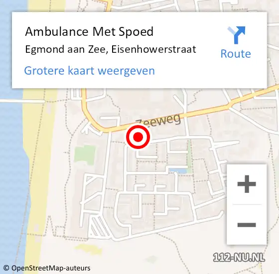 Locatie op kaart van de 112 melding: Ambulance Met Spoed Naar Egmond aan Zee, Eisenhowerstraat op 12 februari 2018 05:45