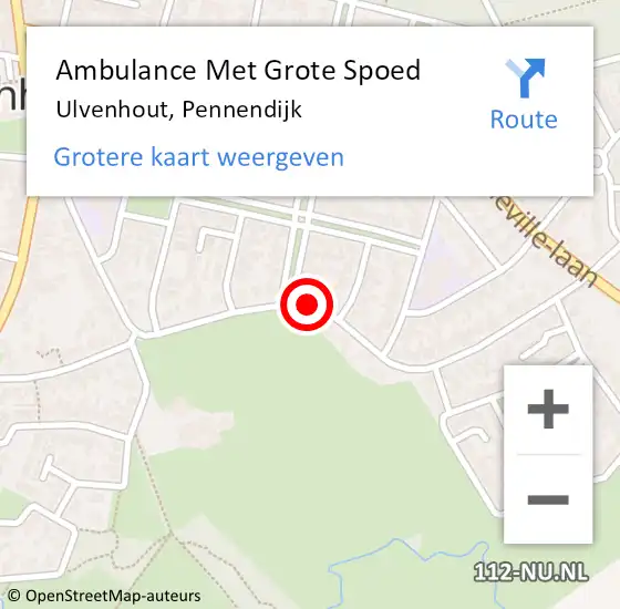 Locatie op kaart van de 112 melding: Ambulance Met Grote Spoed Naar Ulvenhout, Pennendijk op 12 februari 2018 08:16