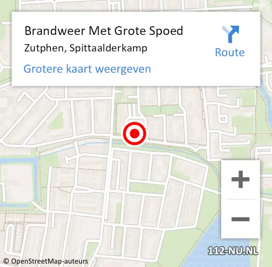 Locatie op kaart van de 112 melding: Brandweer Met Grote Spoed Naar Zutphen, Spittaalderkamp op 15 februari 2014 23:06