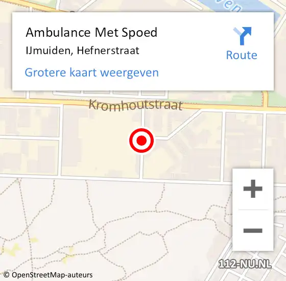 Locatie op kaart van de 112 melding: Ambulance Met Spoed Naar IJmuiden, Hefnerstraat op 12 februari 2018 08:35