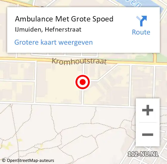 Locatie op kaart van de 112 melding: Ambulance Met Grote Spoed Naar IJmuiden, Hefnerstraat op 12 februari 2018 08:39