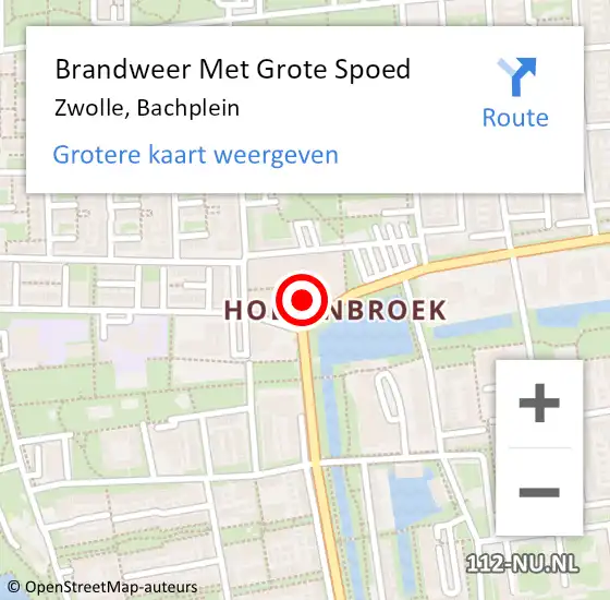 Locatie op kaart van de 112 melding: Brandweer Met Grote Spoed Naar Zwolle, Bachplein op 12 februari 2018 08:59