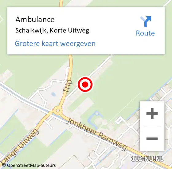 Locatie op kaart van de 112 melding: Ambulance Schalkwijk, Korte Uitweg op 12 februari 2018 09:31