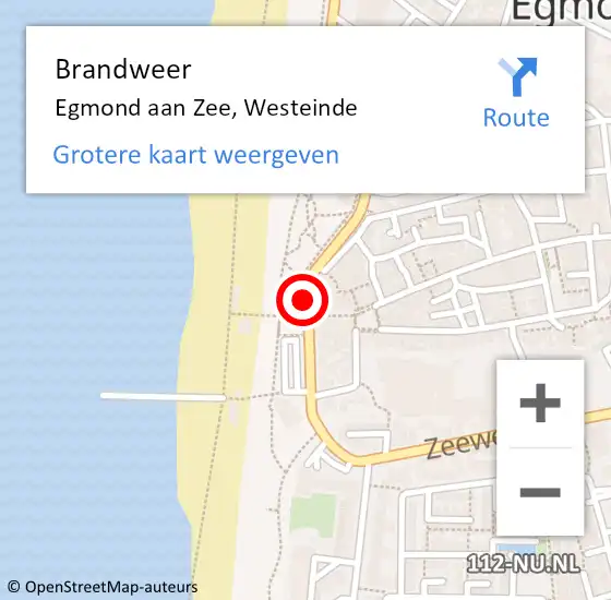 Locatie op kaart van de 112 melding: Brandweer Egmond aan Zee, Westeinde op 12 februari 2018 10:11