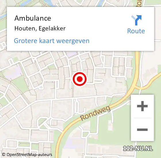 Locatie op kaart van de 112 melding: Ambulance Houten, Egelakker op 12 februari 2018 11:53