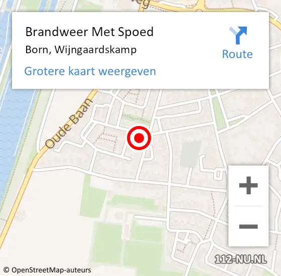 Locatie op kaart van de 112 melding: Brandweer Met Spoed Naar Born, Wijngaardskamp op 12 februari 2018 12:18