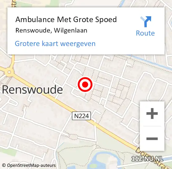 Locatie op kaart van de 112 melding: Ambulance Met Grote Spoed Naar Renswoude, Wilgenlaan op 12 februari 2018 12:39