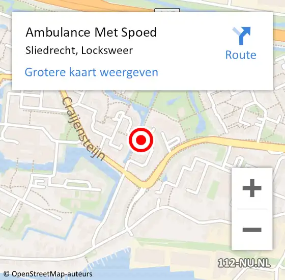Locatie op kaart van de 112 melding: Ambulance Met Spoed Naar Sliedrecht, Locksweer op 12 februari 2018 13:16