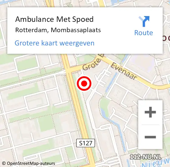 Locatie op kaart van de 112 melding: Ambulance Met Spoed Naar Rotterdam, Mombassaplaats op 12 februari 2018 13:20