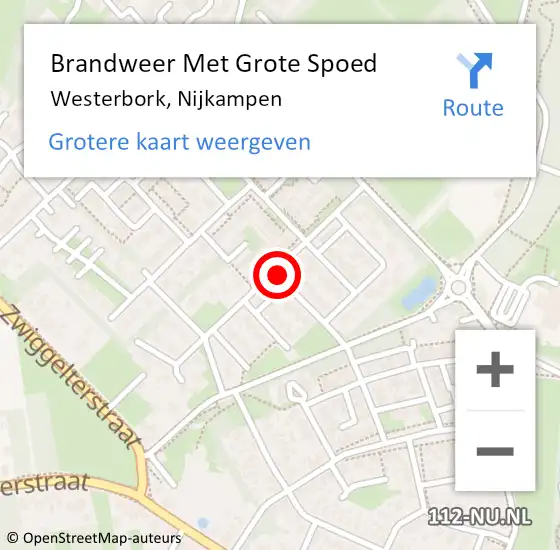 Locatie op kaart van de 112 melding: Brandweer Met Grote Spoed Naar Westerbork, Nijkampen op 12 februari 2018 13:27