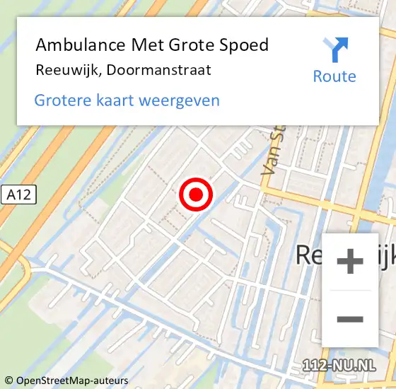 Locatie op kaart van de 112 melding: Ambulance Met Grote Spoed Naar Reeuwijk, Doormanstraat op 12 februari 2018 13:40