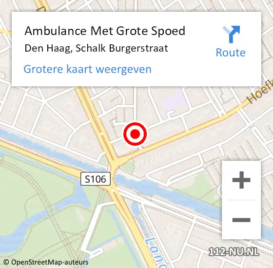 Locatie op kaart van de 112 melding: Ambulance Met Grote Spoed Naar Den Haag, Schalk Burgerstraat op 12 februari 2018 13:46