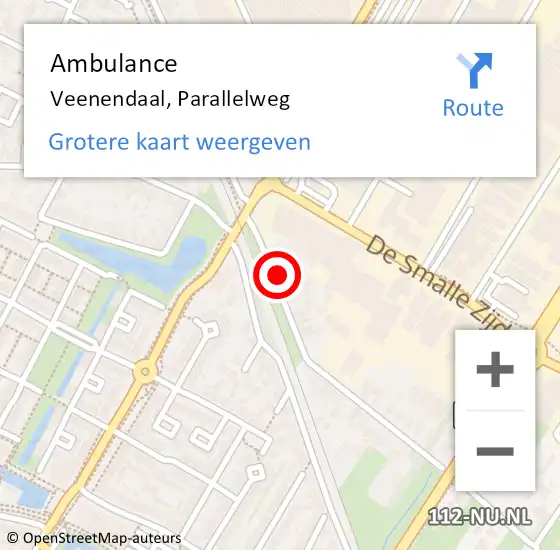 Locatie op kaart van de 112 melding: Ambulance Veenendaal, Parallelweg op 12 februari 2018 13:50