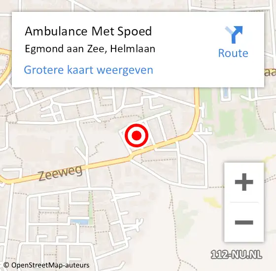 Locatie op kaart van de 112 melding: Ambulance Met Spoed Naar Egmond aan Zee, Helmlaan op 12 februari 2018 15:13