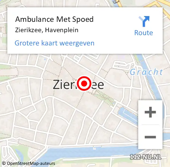 Locatie op kaart van de 112 melding: Ambulance Met Spoed Naar Zierikzee, Havenplein op 12 februari 2018 15:27