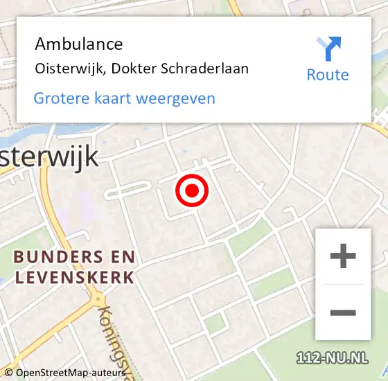 Locatie op kaart van de 112 melding: Ambulance Oisterwijk, Dokter Schraderlaan op 12 februari 2018 15:31