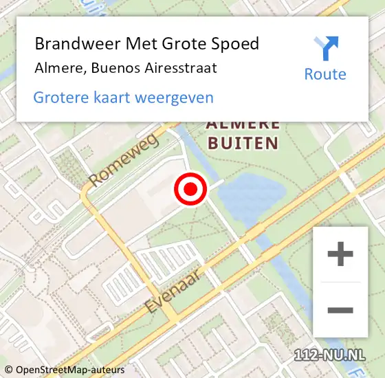 Locatie op kaart van de 112 melding: Brandweer Met Grote Spoed Naar Almere, Buenos Airesstraat op 12 februari 2018 15:59