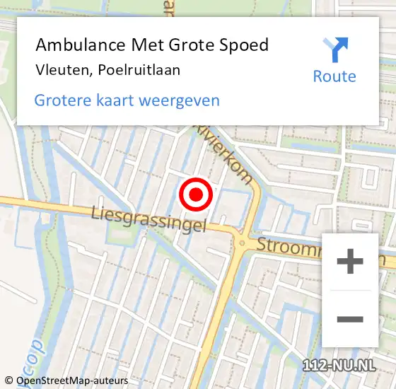 Locatie op kaart van de 112 melding: Ambulance Met Grote Spoed Naar Vleuten, Poelruitlaan op 12 februari 2018 16:20