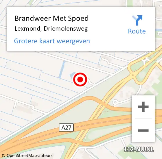 Locatie op kaart van de 112 melding: Brandweer Met Spoed Naar Lexmond, Driemolensweg op 12 februari 2018 16:32