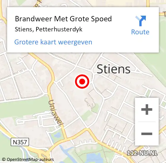 Locatie op kaart van de 112 melding: Brandweer Met Grote Spoed Naar Stiens, Petterhusterdyk op 12 februari 2018 16:33