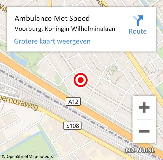 Locatie op kaart van de 112 melding: Ambulance Met Spoed Naar Voorburg, Koningin Wilhelminalaan op 12 februari 2018 16:46