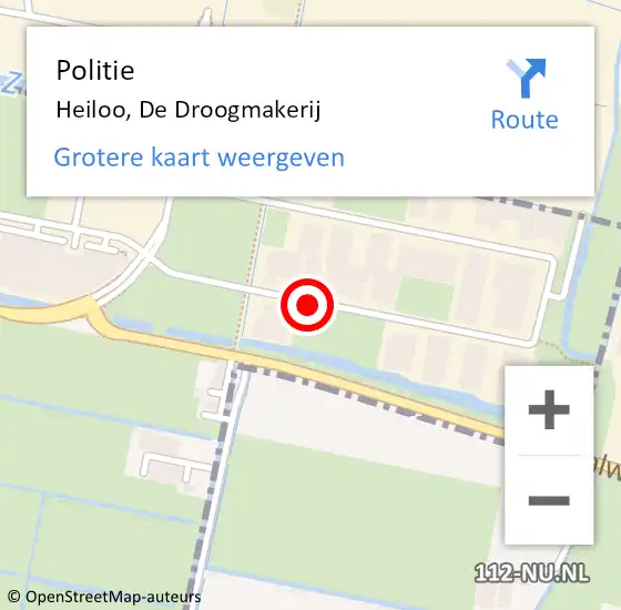 Locatie op kaart van de 112 melding: Politie Heiloo, De Droogmakerij op 12 februari 2018 16:52
