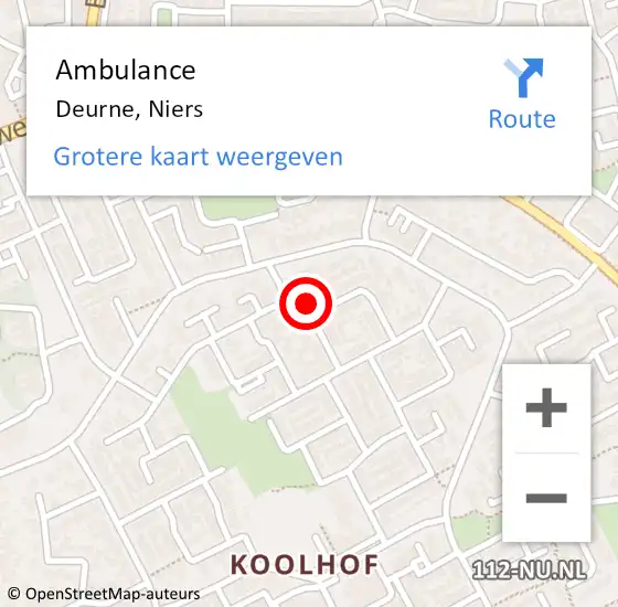 Locatie op kaart van de 112 melding: Ambulance Deurne, Niers op 12 februari 2018 17:05