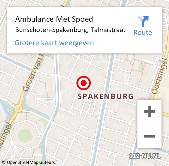 Locatie op kaart van de 112 melding: Ambulance Met Spoed Naar Bunschoten-Spakenburg, Talmastraat op 12 februari 2018 17:30