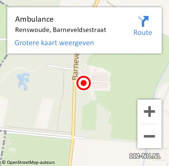 Locatie op kaart van de 112 melding: Ambulance Renswoude, Barneveldsestraat op 12 februari 2018 17:38